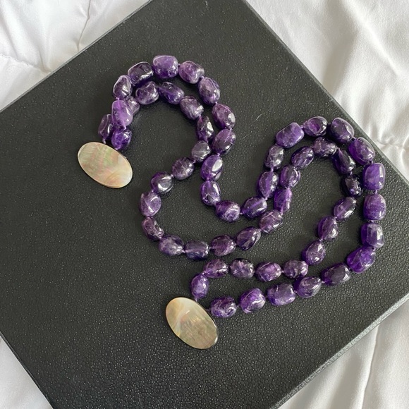 Genuine Amethyst with Abalone Clasp Necklace - Picture 7 of 7